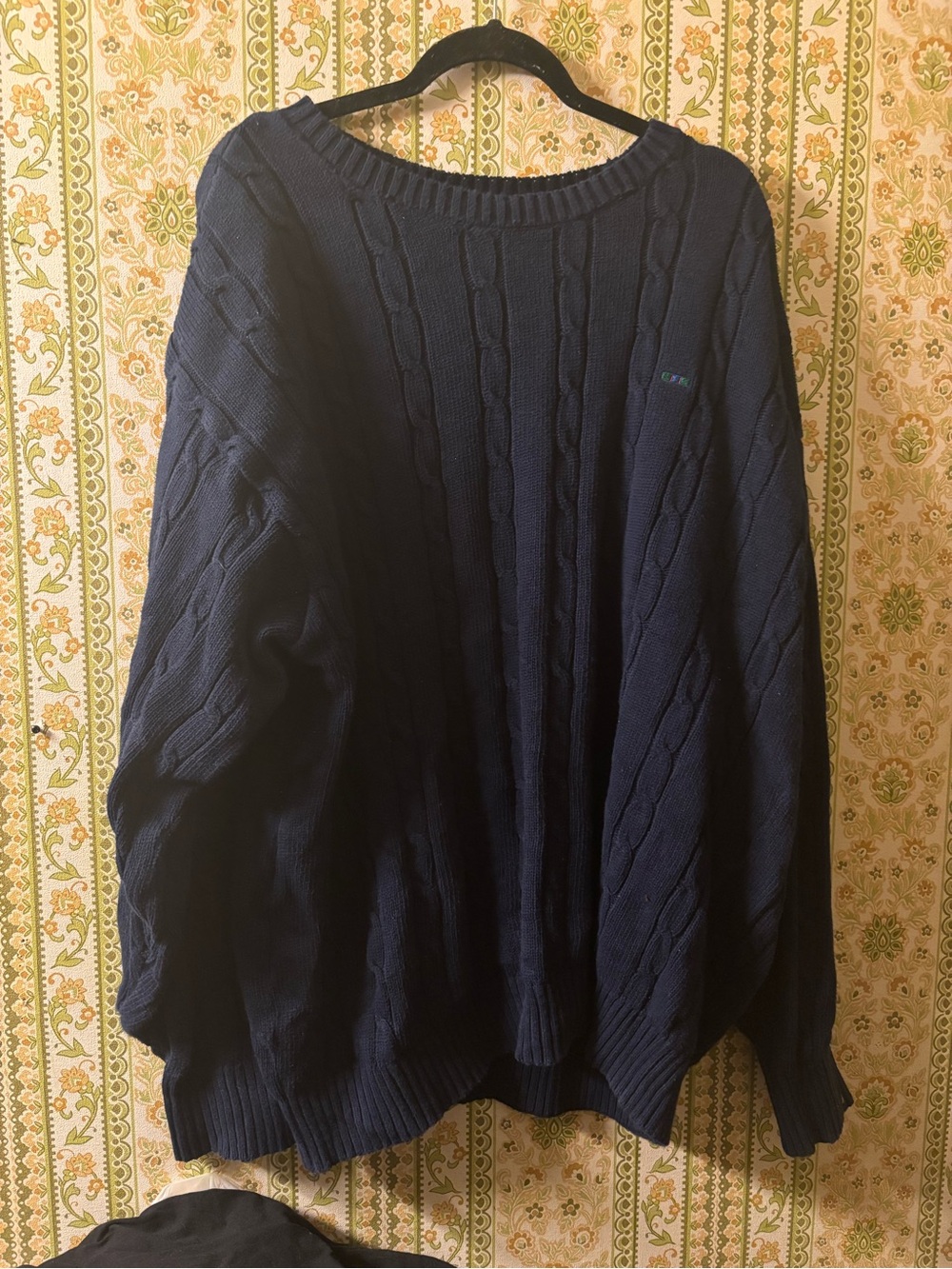 Alexander Julian Navy Vintage Cable-Knit Crewneck Sweater